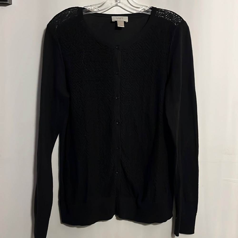 Loft size large solid black sweater